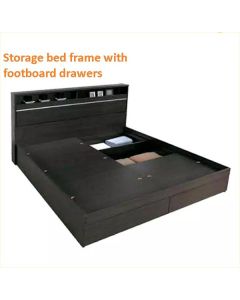 Storage Bed Frame with Foot board Drawers Free Assemble