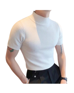 Men Solid Mock Neck Knit Top